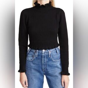 525 America mock neck ruffle sweater